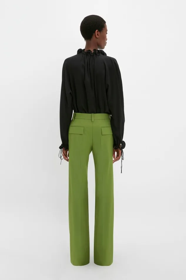 Women Trousers Victoria Beckham Tailored Straight Leg Trouser In Serpent Green