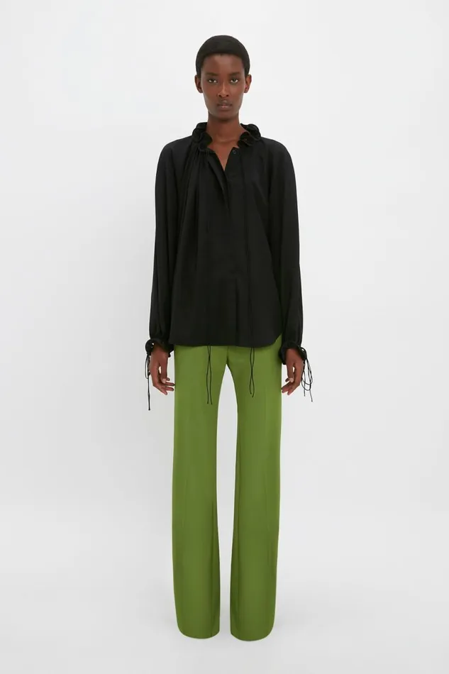 Women Trousers Victoria Beckham Tailored Straight Leg Trouser In Serpent Green
