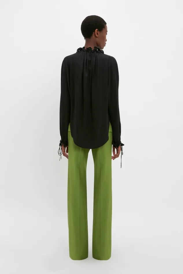 Women Trousers Victoria Beckham Tailored Straight Leg Trouser In Serpent Green