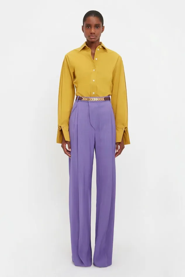 Women Trousers Victoria Beckham Wide Leg Trouser In Violet
