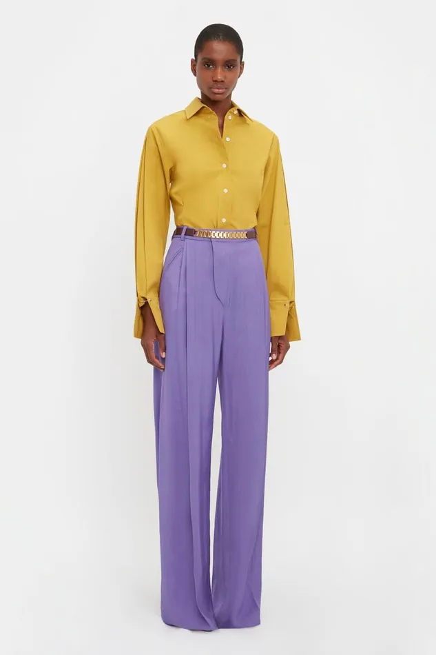 Women Trousers Victoria Beckham Wide Leg Trouser In Violet