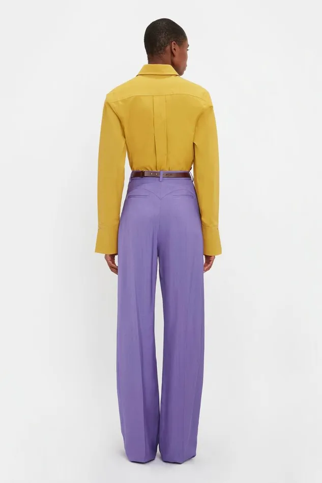 Women Trousers Victoria Beckham Wide Leg Trouser In Violet
