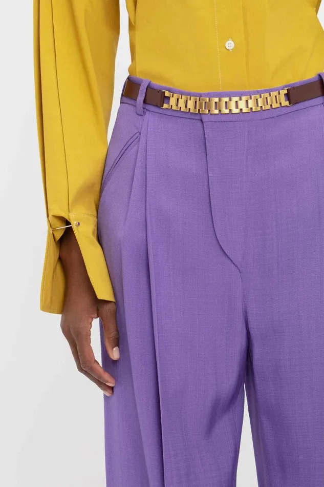 Women Trousers Victoria Beckham Wide Leg Trouser In Violet
