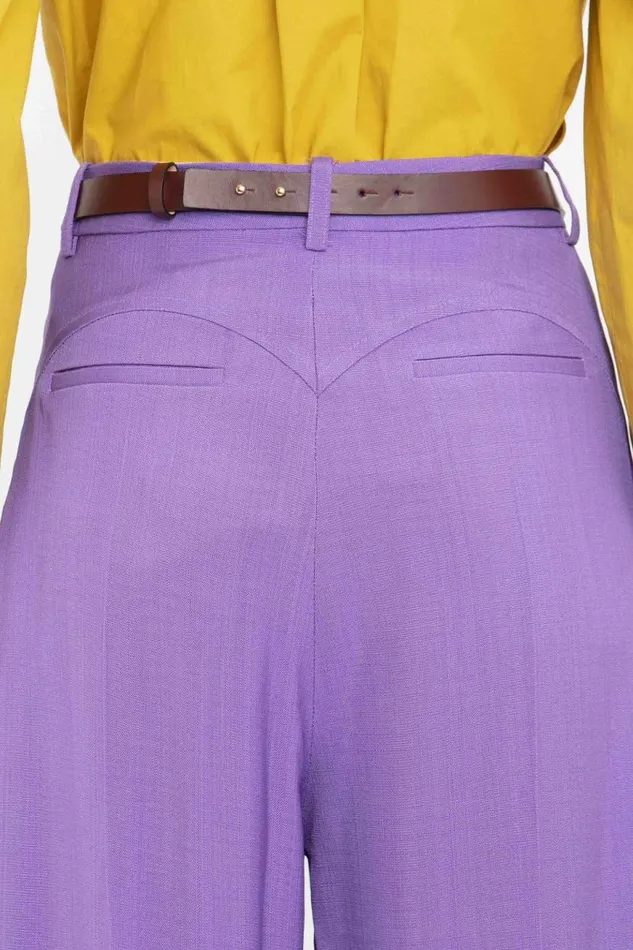 Women Trousers Victoria Beckham Wide Leg Trouser In Violet