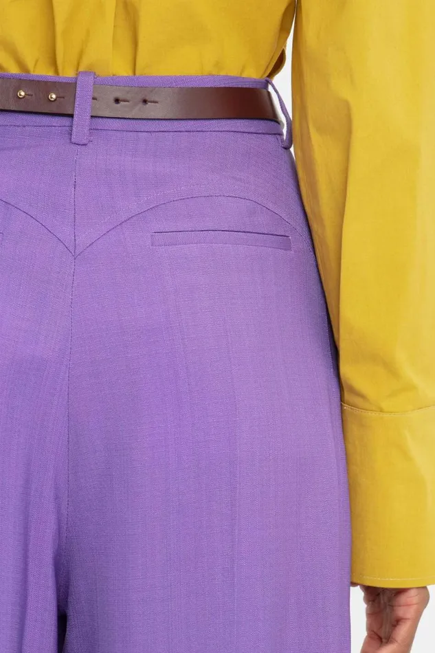 Women Trousers Victoria Beckham Wide Leg Trouser In Violet