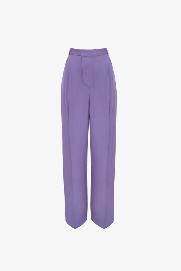 Women Trousers Victoria Beckham Wide Leg Trouser In Violet