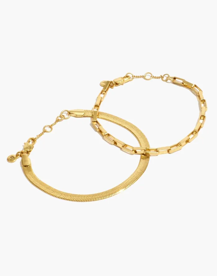 Women Two Pack Chain Bracelet Set Vintage Gold Madewell Bracelets