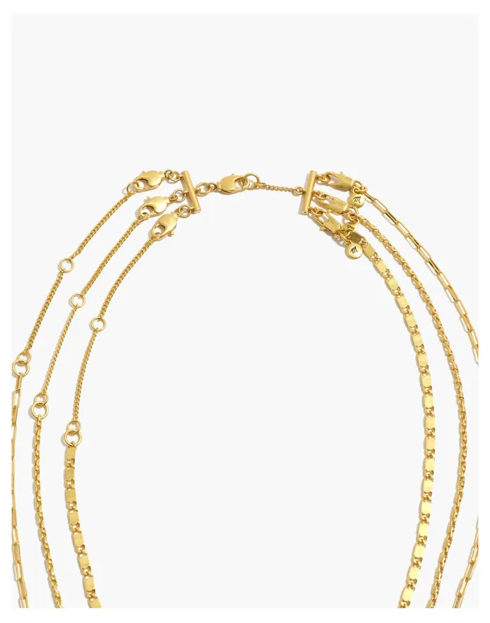 Women Two Pack Necklace Layering Clasps Vintage Gold Madewell Necklaces