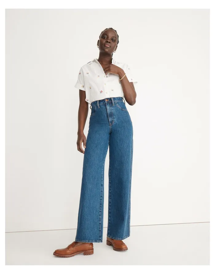 Women V Neck Pocket Shirt In Cross Stitch Floral Lighthouse Madewell Tops and Shirts