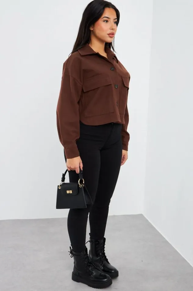 Women Veste Courte Marron En Sudine Brown Brentiny Paris Jackets
