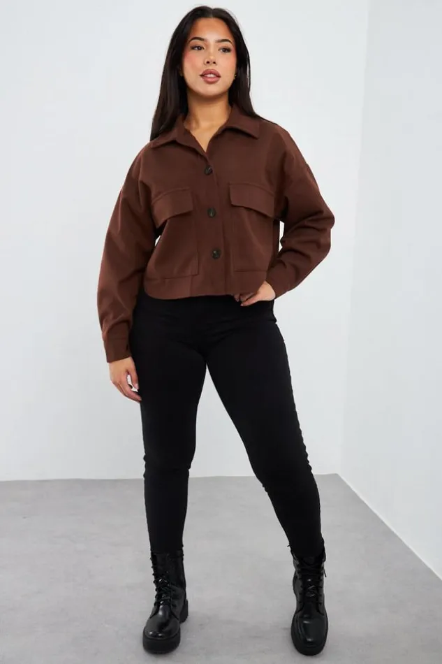 Women Veste Courte Marron En Sudine Brown Brentiny Paris White Tops