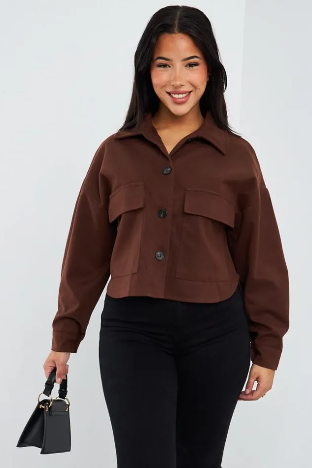 Women Veste Courte Marron En Sudine Brown Brentiny Paris White Tops