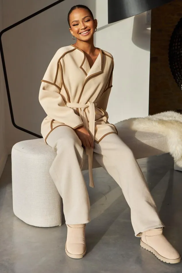 Women Veste Ouverte Ceinture Beige Coutures paisses Beige Brentiny Paris White Tops Women Veste Ouverte Ceinture Beige Coutures paisses Beige Brentiny Paris White Tops