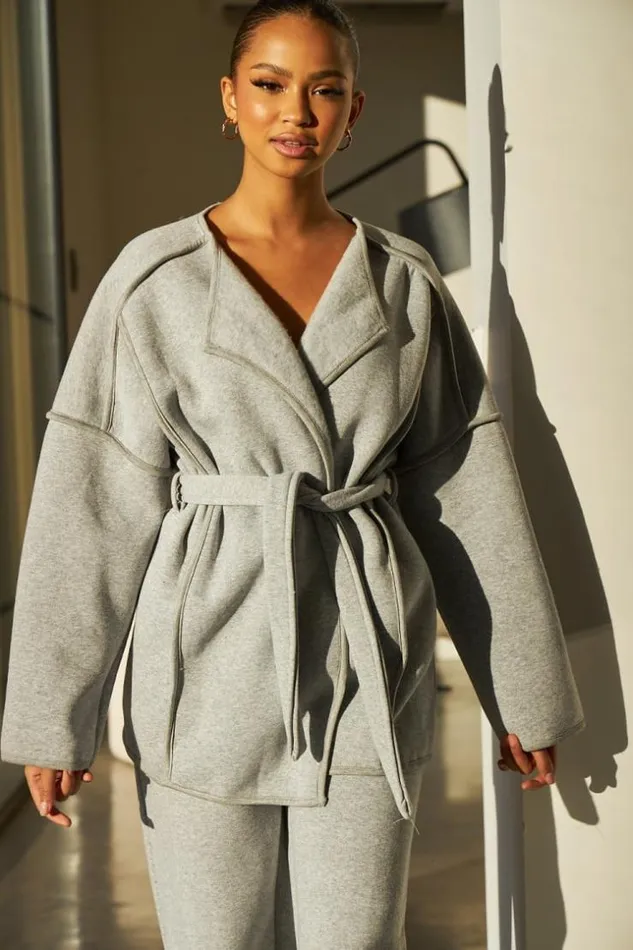 Women Veste Ouverte Ceinture Grise Coutures paisses Grey Brentiny Paris White Tops Women Veste Ouverte Ceinture Grise Coutures paisses Grey Brentiny Paris White Tops