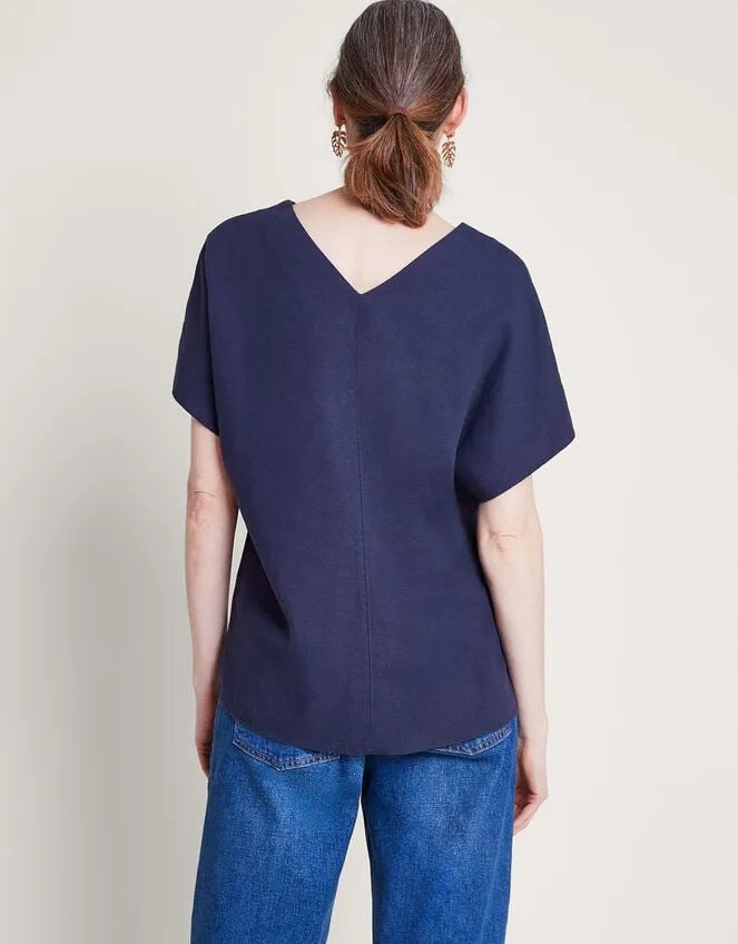 Women Viola VNeck Pintuck TShirt Blue Monsoon Tops and Blouses