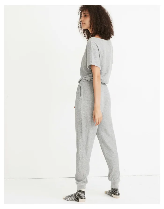 Women Waffle Knit Pajama Jumpsuit Salt And Pepper Grey Space Madewell Pajamas Women Waffle Knit Pajama Jumpsuit Salt And Pepper Grey Space Madewell Pajamas