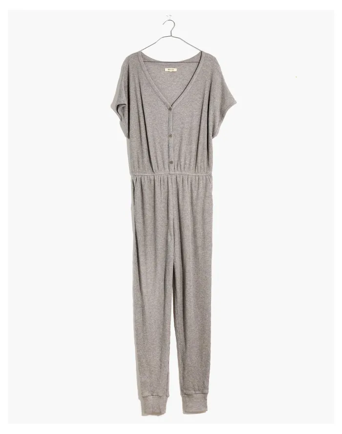 Women Waffle Knit Pajama Jumpsuit Salt And Pepper Grey Space Madewell Pajamas Women Waffle Knit Pajama Jumpsuit Salt And Pepper Grey Space Madewell Pajamas