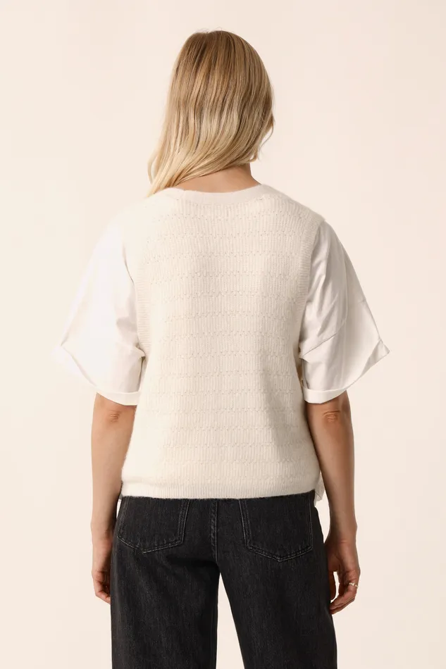 Women Waistcoat Bernie Creme Gilet Alpaga Superfine Blanc Crme Des Petits Hauts Jumpers and Cardigans