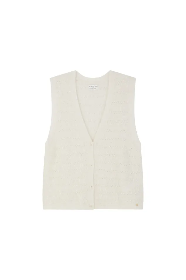 Women Waistcoat Bernie Creme Gilet Alpaga Superfine Blanc Crme Des Petits Hauts Jumpers and Cardigans