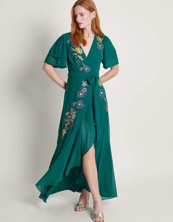 Women Wanda Floral Embellished Dress Teal Monsoon Occasionwear