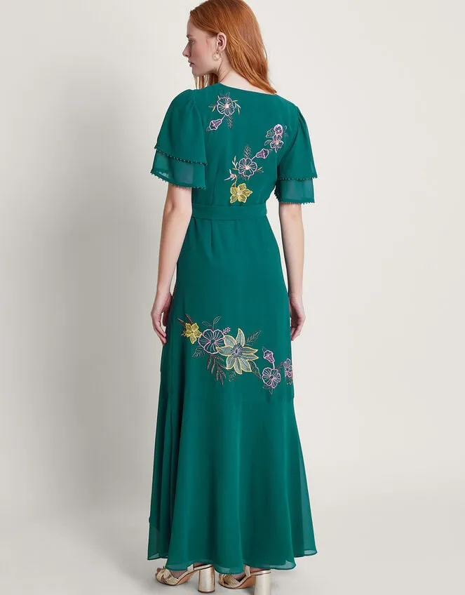 Women Wanda Floral Embellished Dress Teal Monsoon Occasionwear