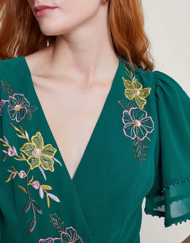 Women Wanda Floral Embellished Dress Teal Monsoon Occasionwear