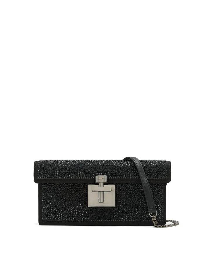 Women Wedding Guest Oscar De La Renta Crystal Pav Alibi Clutch Black