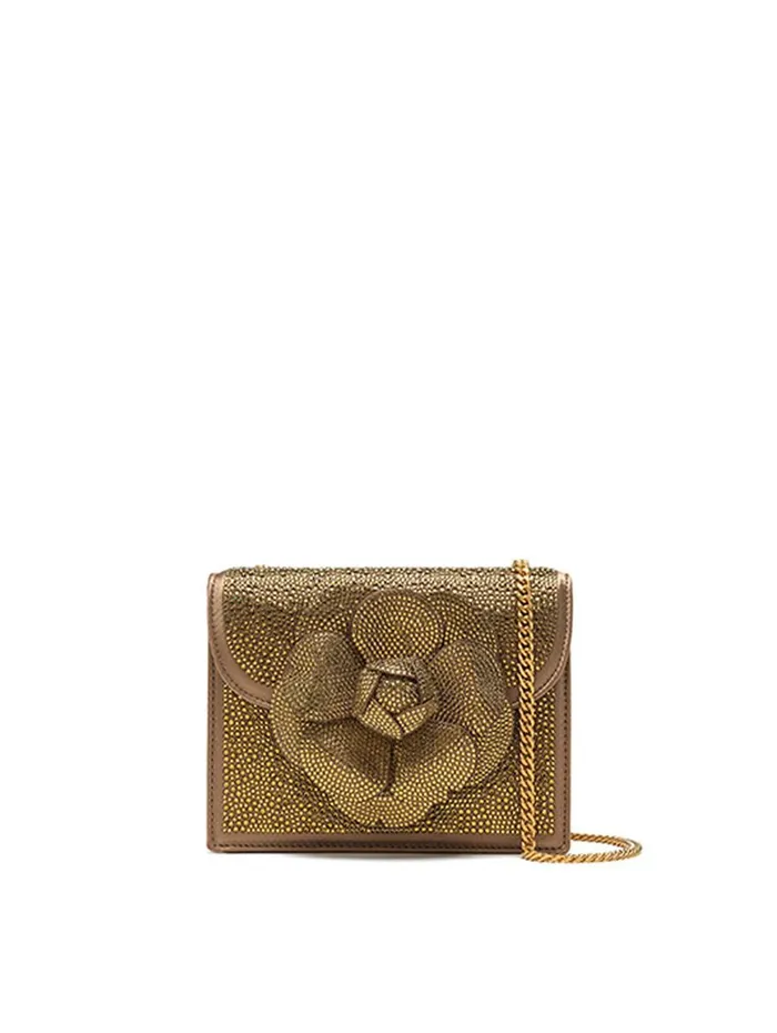 Women Wedding Guest Oscar De La Renta Pav Crystal Mini TRO Bag Bronze