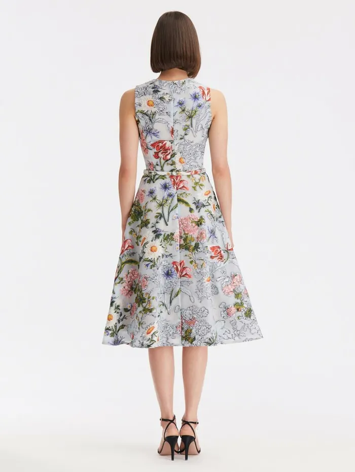 Women Wedding Guest Oscar De La Renta Sketched Floral Fil Coup Dress Light Blue Mult Women Wedding Guest Oscar De La Renta Sketched Floral Fil Coup Dress Light Blue Mult