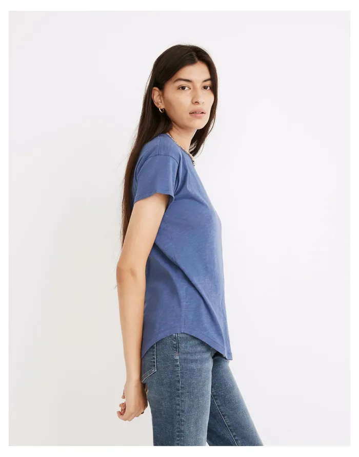 Women Whisper Cotton Rib Crewneck Tee Dusty Twilight Madewell Tees Women Whisper Cotton Rib Crewneck Tee Dusty Twilight Madewell Tees