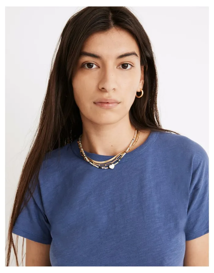 Women Whisper Cotton Rib Crewneck Tee Dusty Twilight Madewell Tees Women Whisper Cotton Rib Crewneck Tee Dusty Twilight Madewell Tees