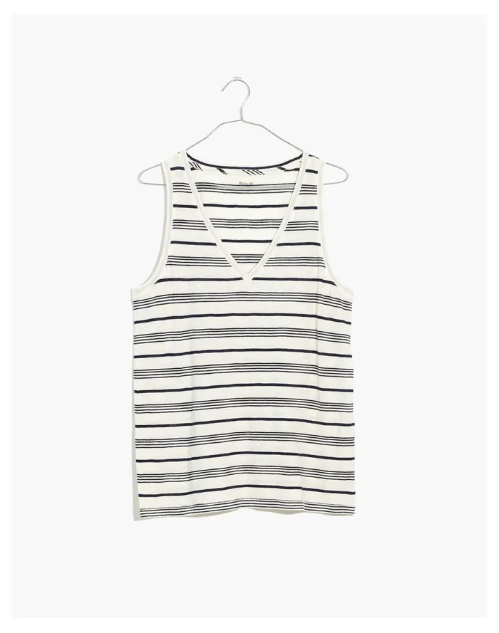 Women Whisper Cotton V Neck Tank In Nichols Stripe Lighthouse Madewell Tees Women Whisper Cotton V Neck Tank In Nichols Stripe Lighthouse Madewell Tees
