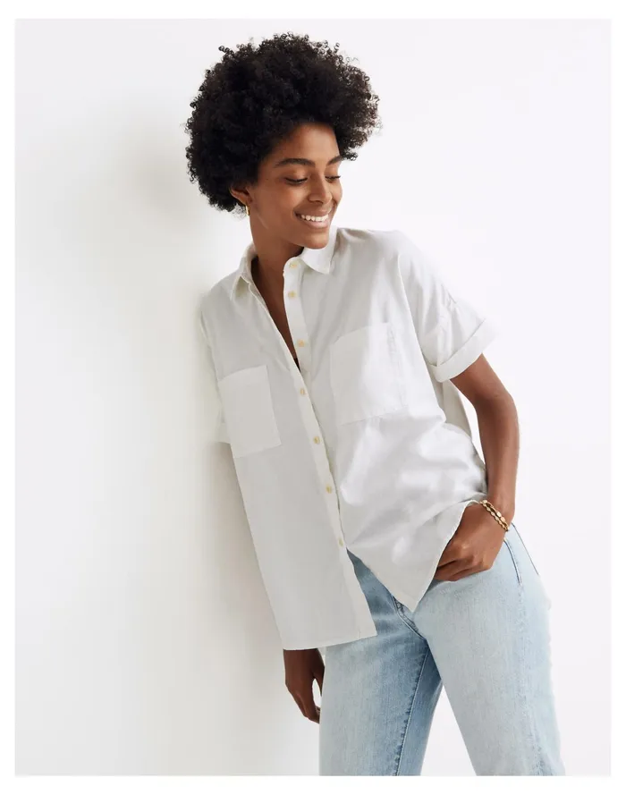 Women White Cotton Courier Shirt Pure White Madewell Tops and Shirts