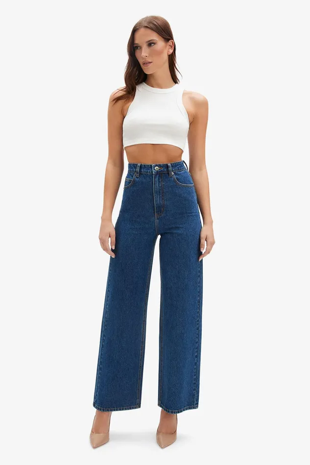 Women Wide Jeans Bardot Cindy Wide Full Leg Jean In Indigo Indigo Women Wide Jeans Bardot Cindy Wide Full Leg Jean In Indigo Indigo