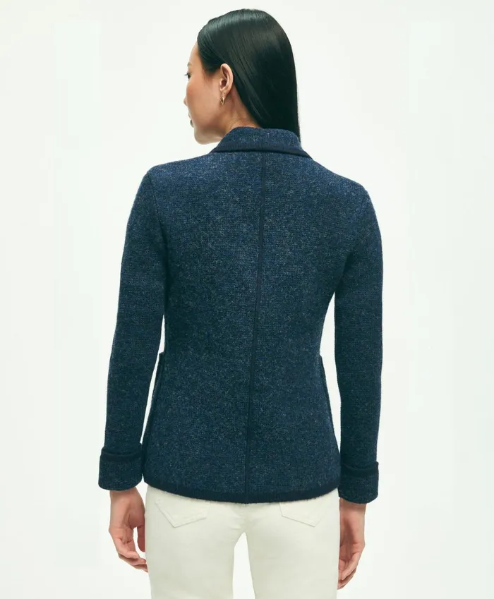 Women Wool Shawl Collar Sweater Jacket Navy Brooks Brothers Sweaters