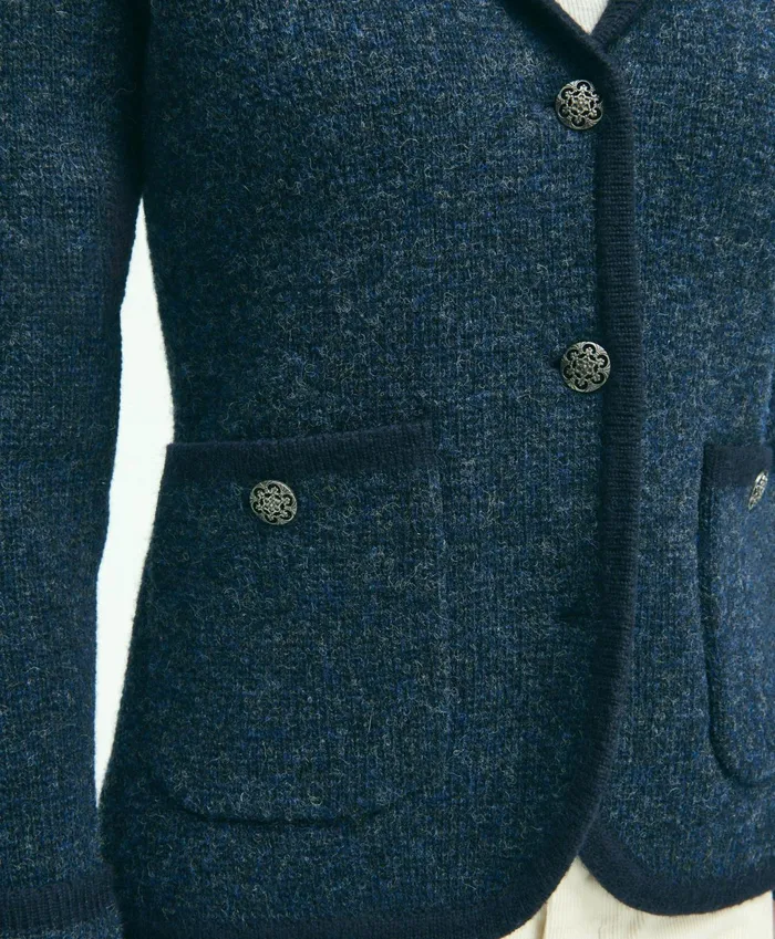 Women Wool Shawl Collar Sweater Jacket Navy Brooks Brothers Sweaters