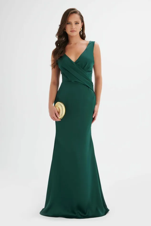Women Wrap Dresses Lavish Alice ELLE Draped Wrap Satin Maxi Dress In Emerald Green Emerald Green Women Wrap Dresses Lavish Alice ELLE Draped Wrap Satin Maxi Dress In Emerald Green Emerald Green