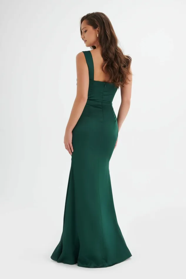 Women Wrap Dresses Lavish Alice ELLE Draped Wrap Satin Maxi Dress In Emerald Green Emerald Green