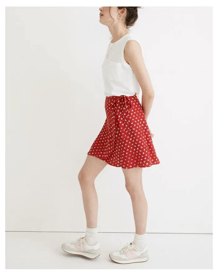 Women Wrap Mini Skirt In Bandana Flower Bandana Red Madewell Skirts Women Wrap Mini Skirt In Bandana Flower Bandana Red Madewell Skirts