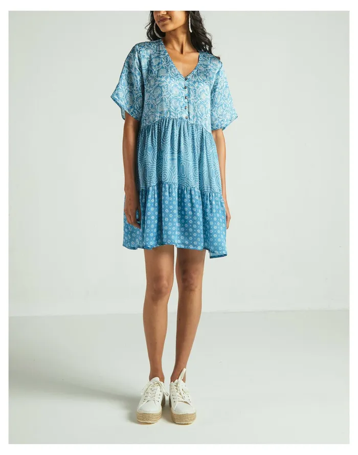 Women X Reistor Short Tiered Dress Blue Madewell Dresses