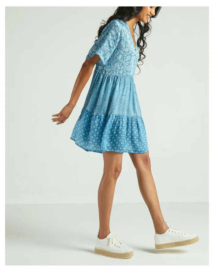Women X Reistor Short Tiered Dress Blue Madewell Dresses Women X Reistor Short Tiered Dress Blue Madewell Dresses