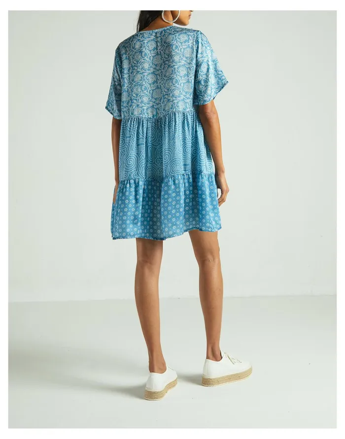 Women X Reistor Short Tiered Dress Blue Madewell Dresses Women X Reistor Short Tiered Dress Blue Madewell Dresses