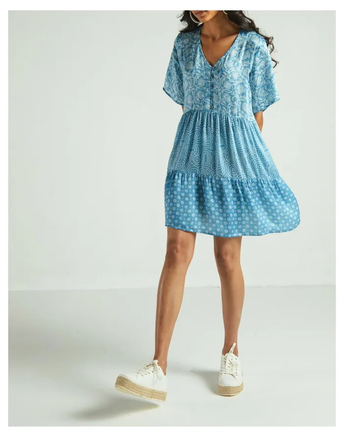 Women X Reistor Short Tiered Dress Blue Madewell Dresses Women X Reistor Short Tiered Dress Blue Madewell Dresses