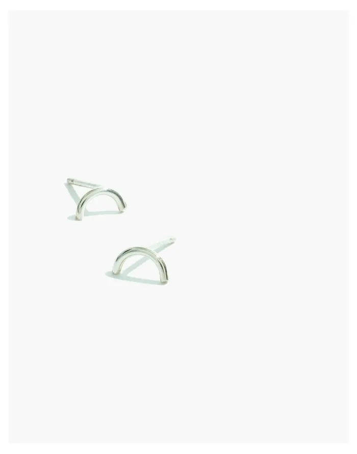Women YEAR 901 Sterling Silver Half Dome Earrings Silver Madewell Earrings