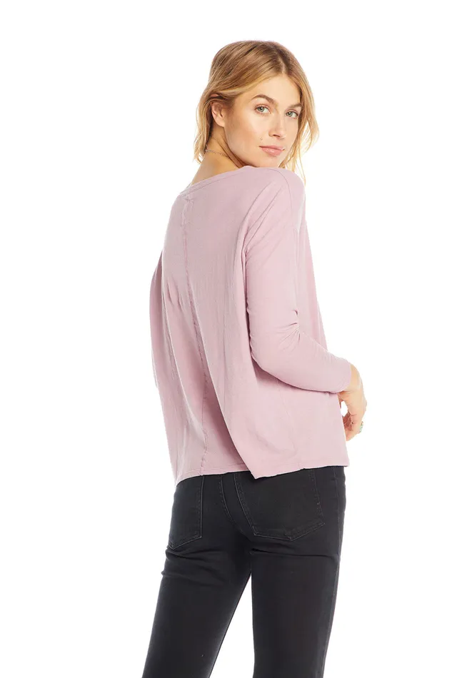 Womens Cotton Basics Long Sleeve Crew Neck Seamed Back Dolman Tee Loungewear Chaser Brand