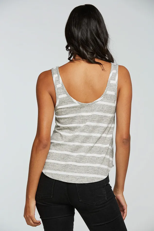 Womens Linen Jersey Flouncy Double Scoop Tank Tops Chaser Brand