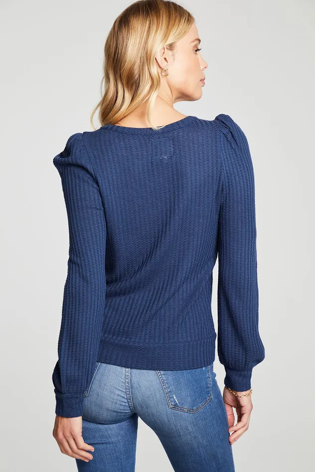 Womens Loungewear Chaser Brand Vintage Thermal Puff Sleeve Tee With Cuffs