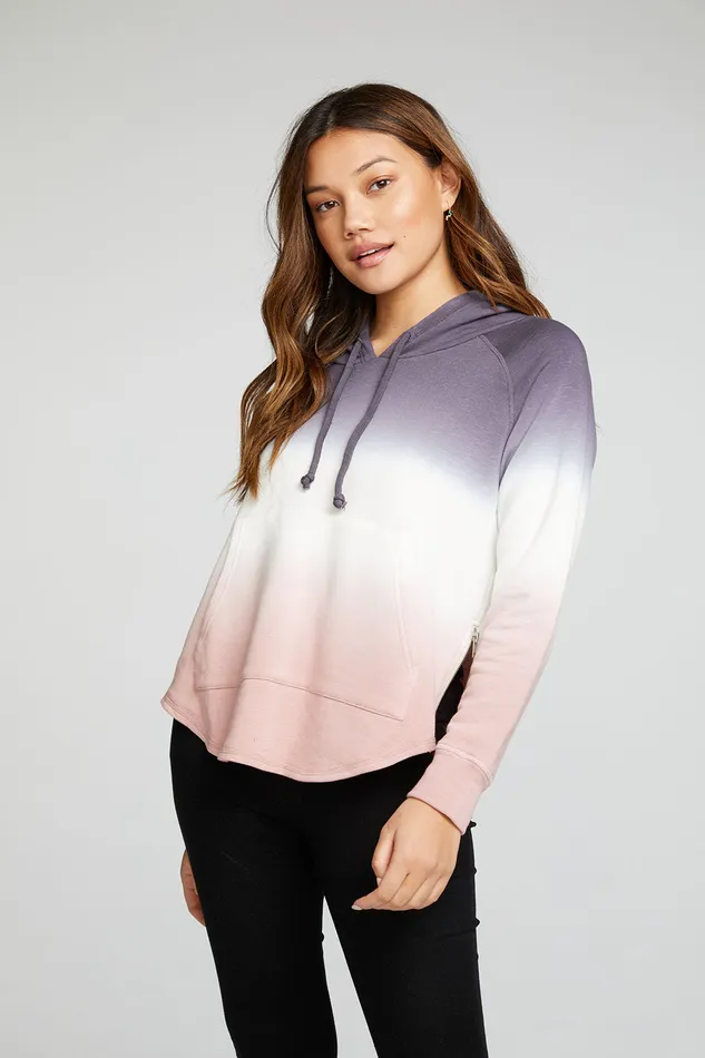 Womens Outerwear Chaser Brand Slub French Terry Long Sleeve Zip Side Shirttail Pullover Hoodie Womens Outerwear Chaser Brand Slub French Terry Long Sleeve Zip Side Shirttail Pullover Hoodie