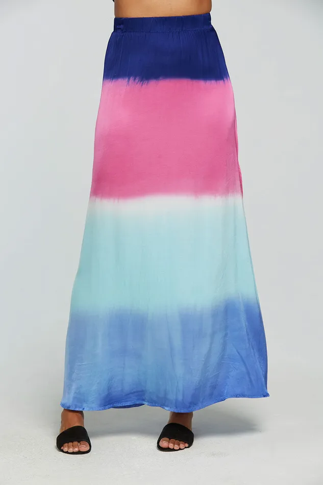 Womens Stretch Silky Basics Side Slit Maxi Skirt Bottoms Chaser Brand