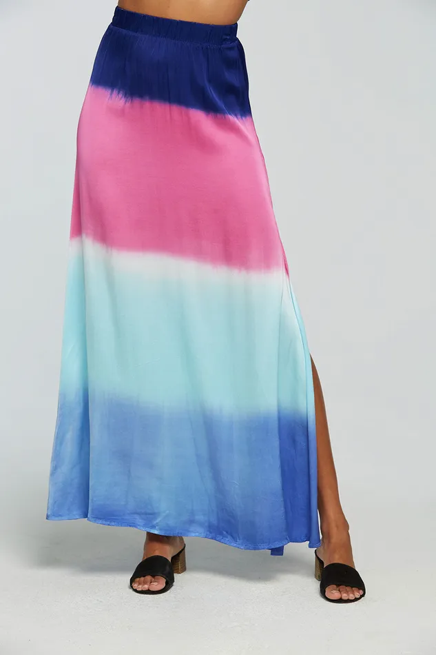 Womens Stretch Silky Basics Side Slit Maxi Skirt Bottoms Chaser Brand